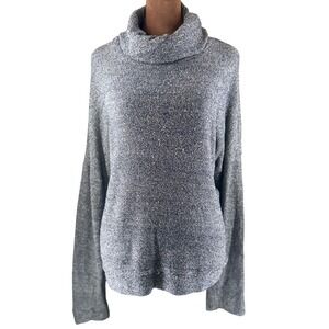 Madewell Cowl Neck Sweater Women's XL Gray Blue White Cotton Silk Blend EUC Top